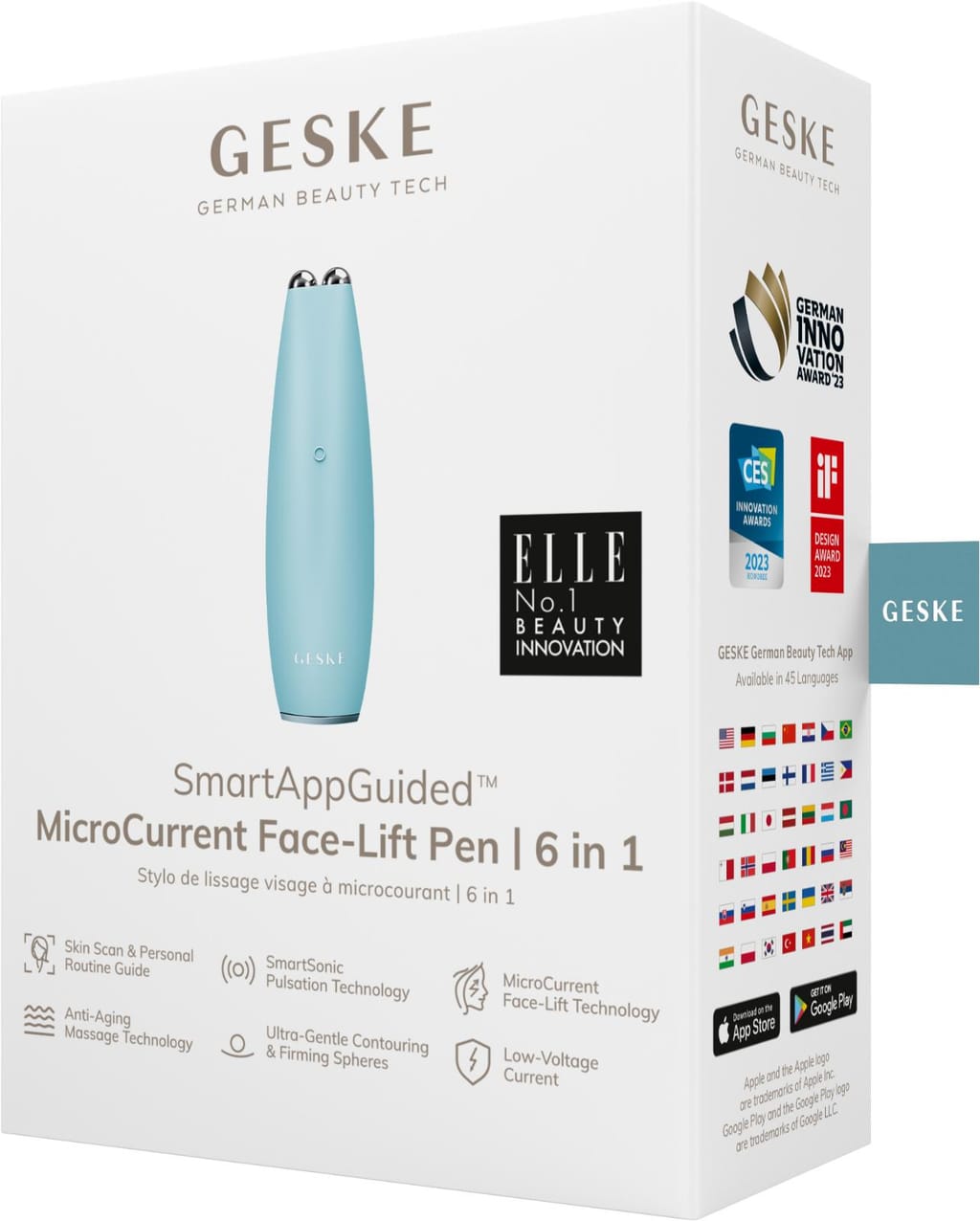 Фото товару: Мікрострумова ручка для підтяжки обличчя GESKE MicroCurrent Face-Lift Pen 6в1 turquoise № 7