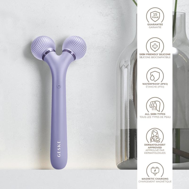 Фото товару: Електронний ультразвуковий ролик для обличчя GESKE Sonic Facial Roller 4в1 purple № 2