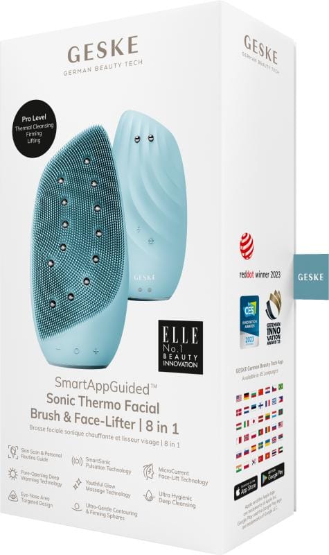 Фото товару: Очищувальна щітка для обличчя GESKE Sonic Thermo Facial Brush&Face-Lifter 8в1 turquoise № 7