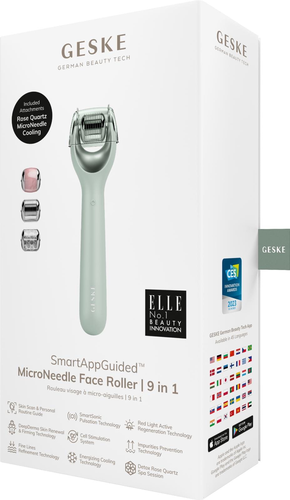 Фото товару: Електронний ролер для обличчя з мікроголками GESKE MicroNeedle Face Roller 9в1 green № 7