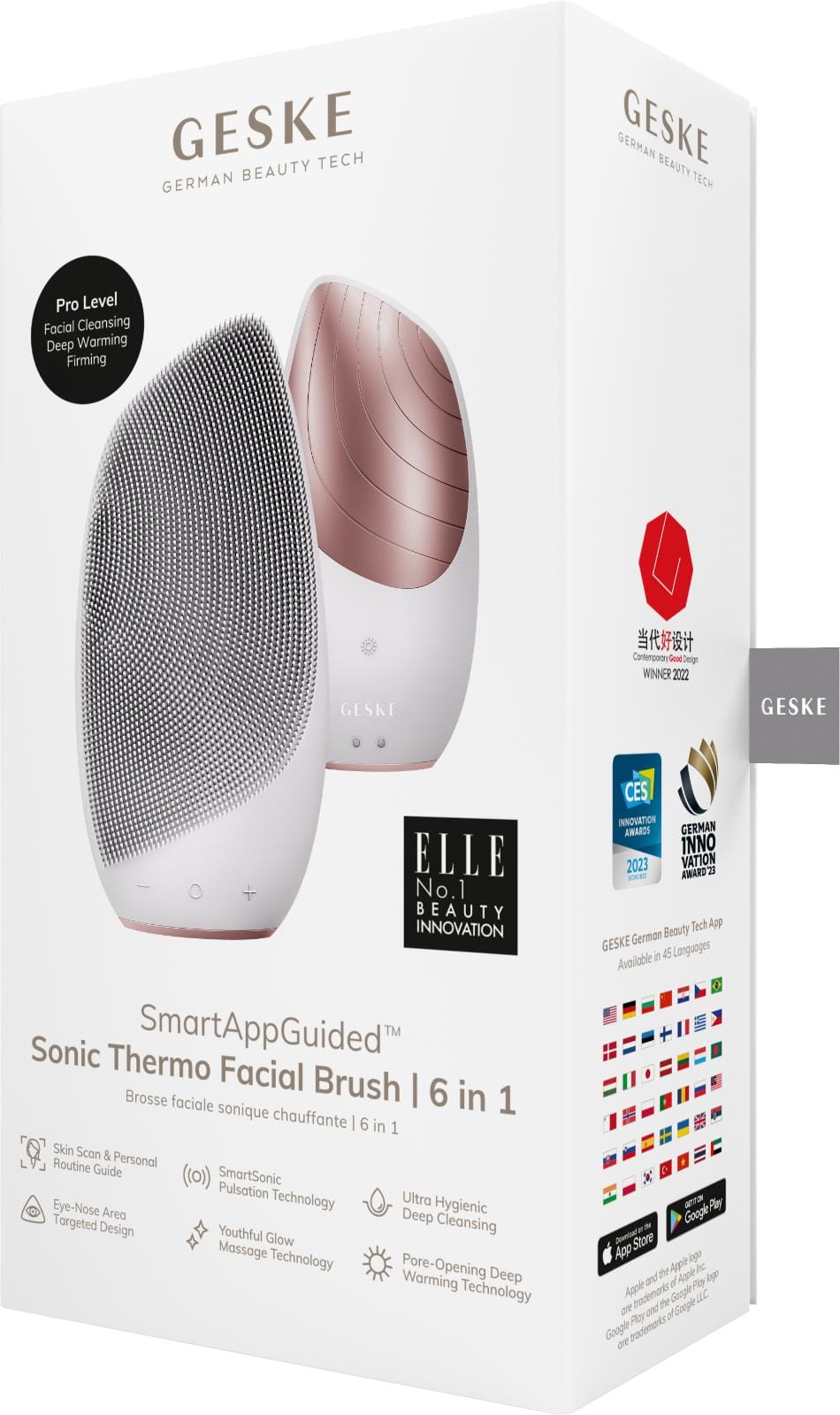 Фото товару: Електронна звукова термо щітка для обличчя GESKE Sonic Thermo Facial Brush 6в1 starlight № 7