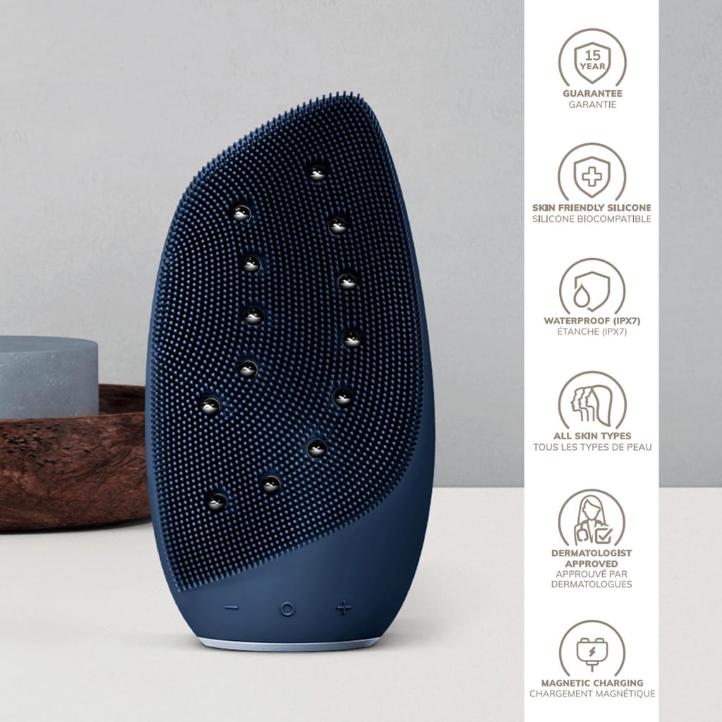 Фото товару: Очищувальна щітка для обличчя GESKE Sonic Thermo Facial Brush&Face-Lifter 8в1 midnight № 2