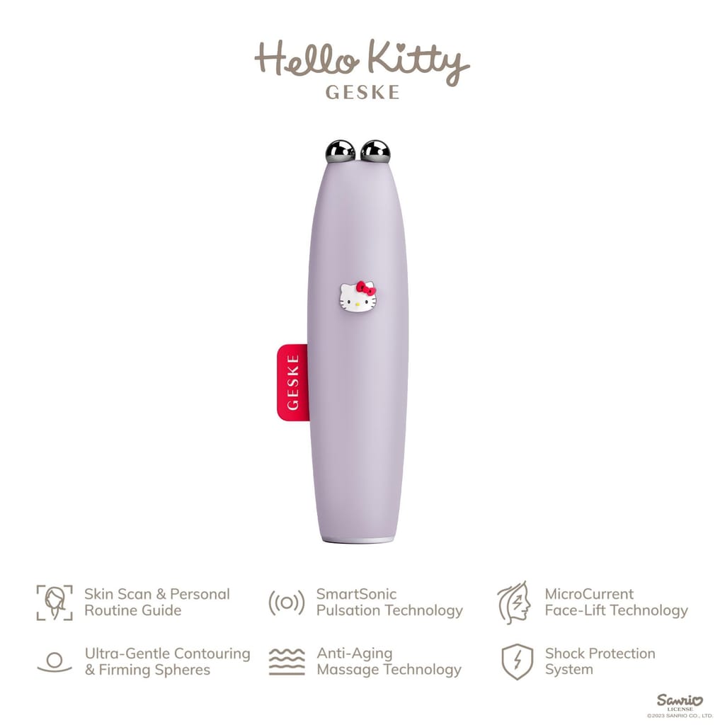 Фото товару: Мікрострумова ручка для підтяжки обличчя GESKE MicroCurrent Face-Lift Pen 6в1 by Hello Kitty purple № 1