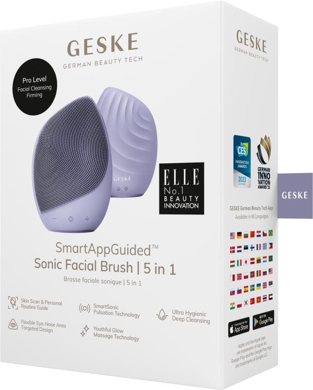 Фото товару: Електронна ультразвукова щітка для обличчя GESKE Sonic Facial Brush 5в1 purple № 7