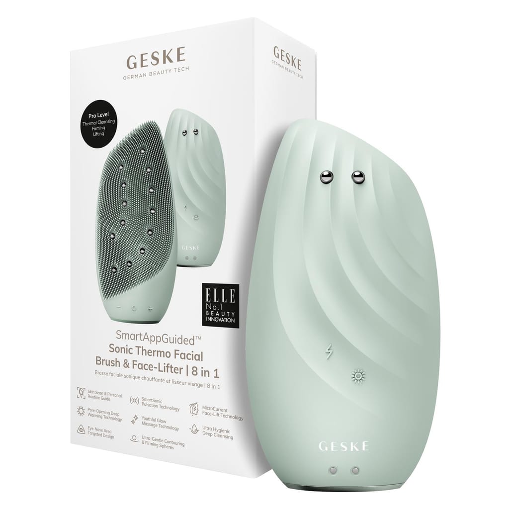 Фото товару: Очищувальна щітка для обличчя GESKE Sonic Thermo Facial Brush&Face-Lifter 8в1 green № 0