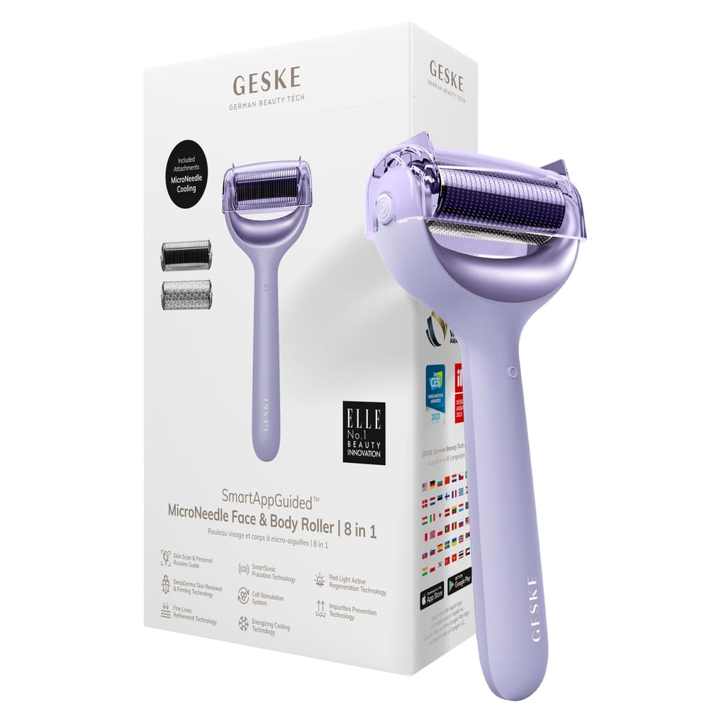 Фото товару: Електронний ролер для обличчя та тіла з мікроголками GESKE MicroNeedle Face&Body Roller 8в1 purple № 0