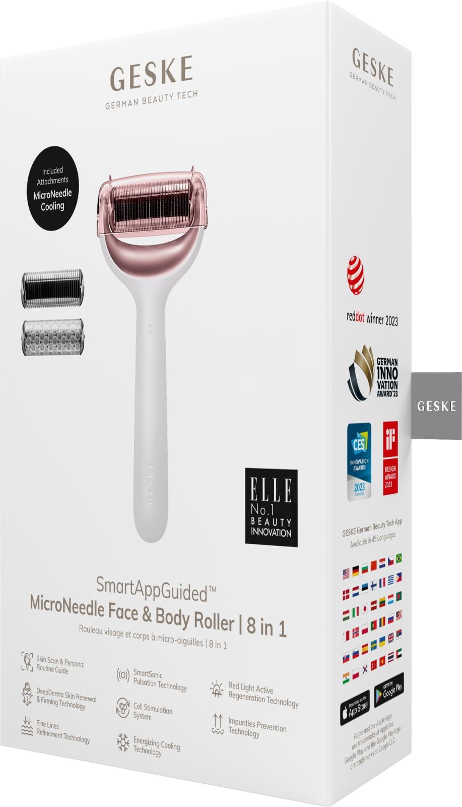 Фото товару: Електронний ролер для обличчя та тіла з мікроголками GESKE MicroNeedle Face&Body Roller 8в1 starlight № 7