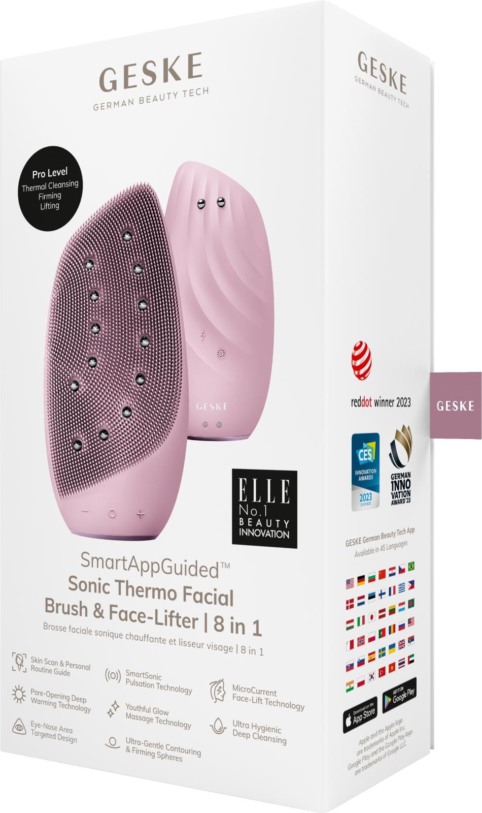 Фото товару: Очищувальна щітка для обличчя GESKE Sonic Thermo Facial Brush&Face-Lifter 8в1 pink № 7