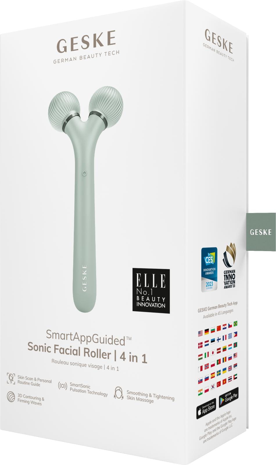 Фото товару: Електронний ультразвуковий ролик для обличчя GESKE Sonic Facial Roller 4в1 green № 7