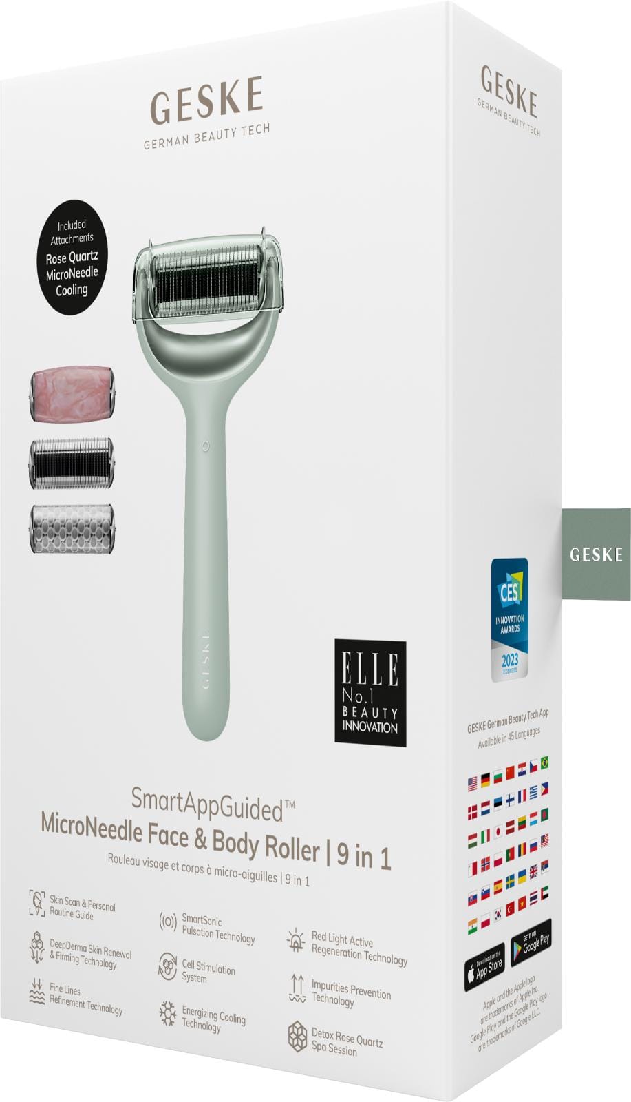 Фото товару: Ролер для голкової мезотерапії обличчя та тіла GESKE MicroNeedle Face&Body Roller 9в1 green № 7