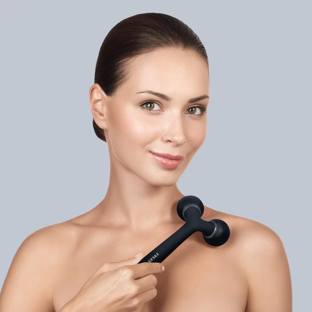 Фото товару: Електронний ультразвуковий ролик для обличчя та тіла GESKE Sonic Facial&Body Roller 4в1 black № 3