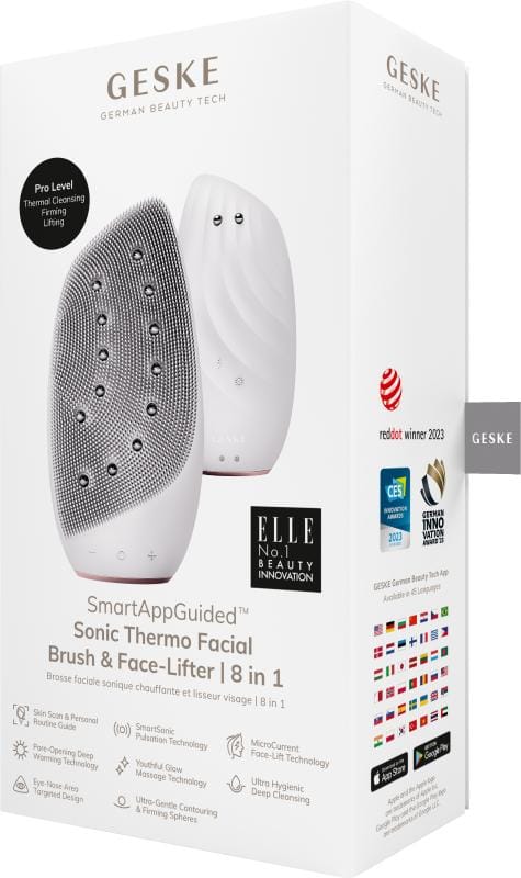 Фото товару: Очищувальна щітка для обличчя GESKE Sonic Thermo Facial Brush&Face-Lifter 8в1 starlight № 7
