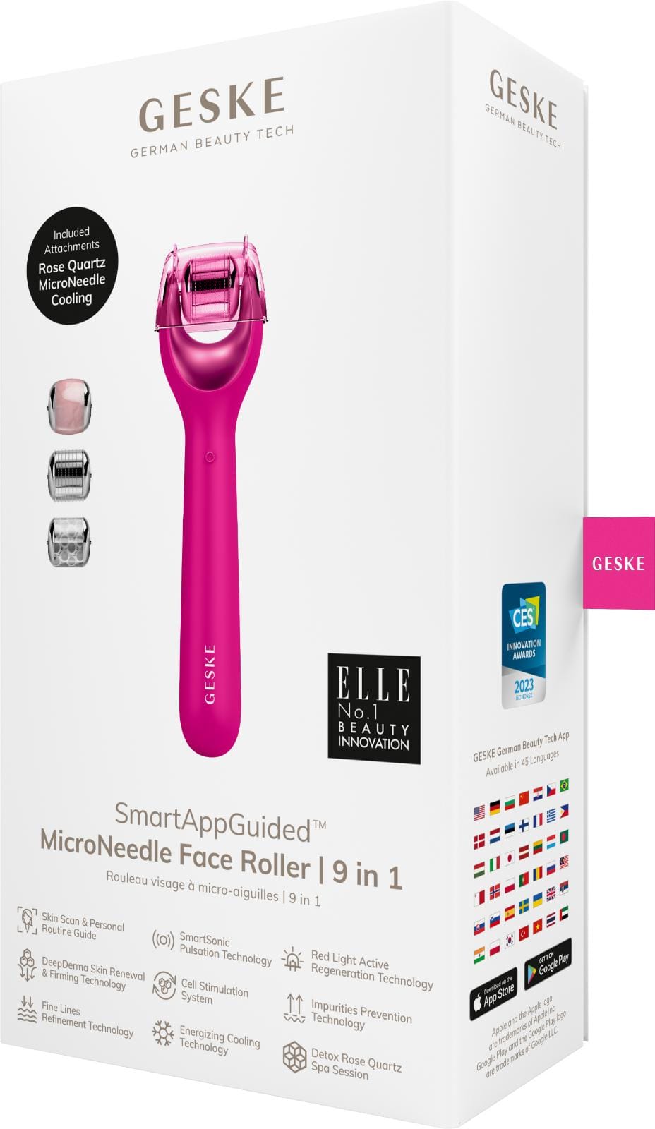 Фото товару: Електронний ролер для обличчя з мікроголками GESKE MicroNeedle Face Roller 9в1 magenta № 7