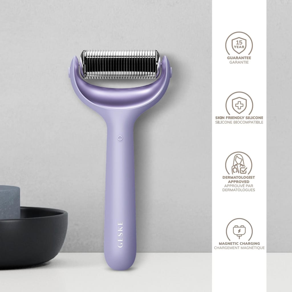Фото товару: Електронний ролер для обличчя та тіла з мікроголками GESKE MicroNeedle Face&Body Roller 8в1 purple № 2