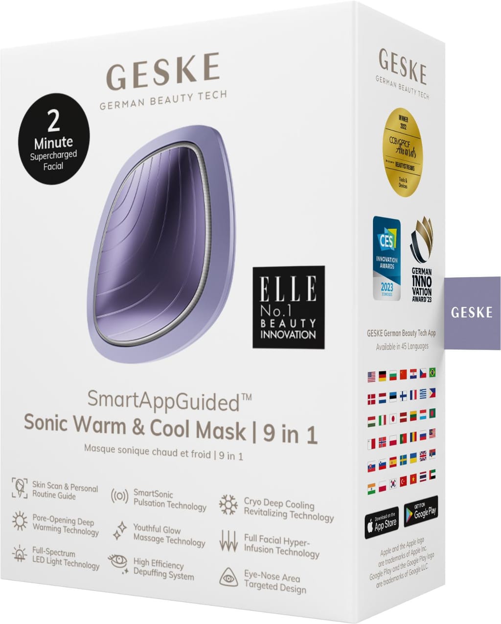 Фото товару: Ультразвукова маска тепло та холод GESKE Sonic Warm&Cool Mask 9в1 purple № 7