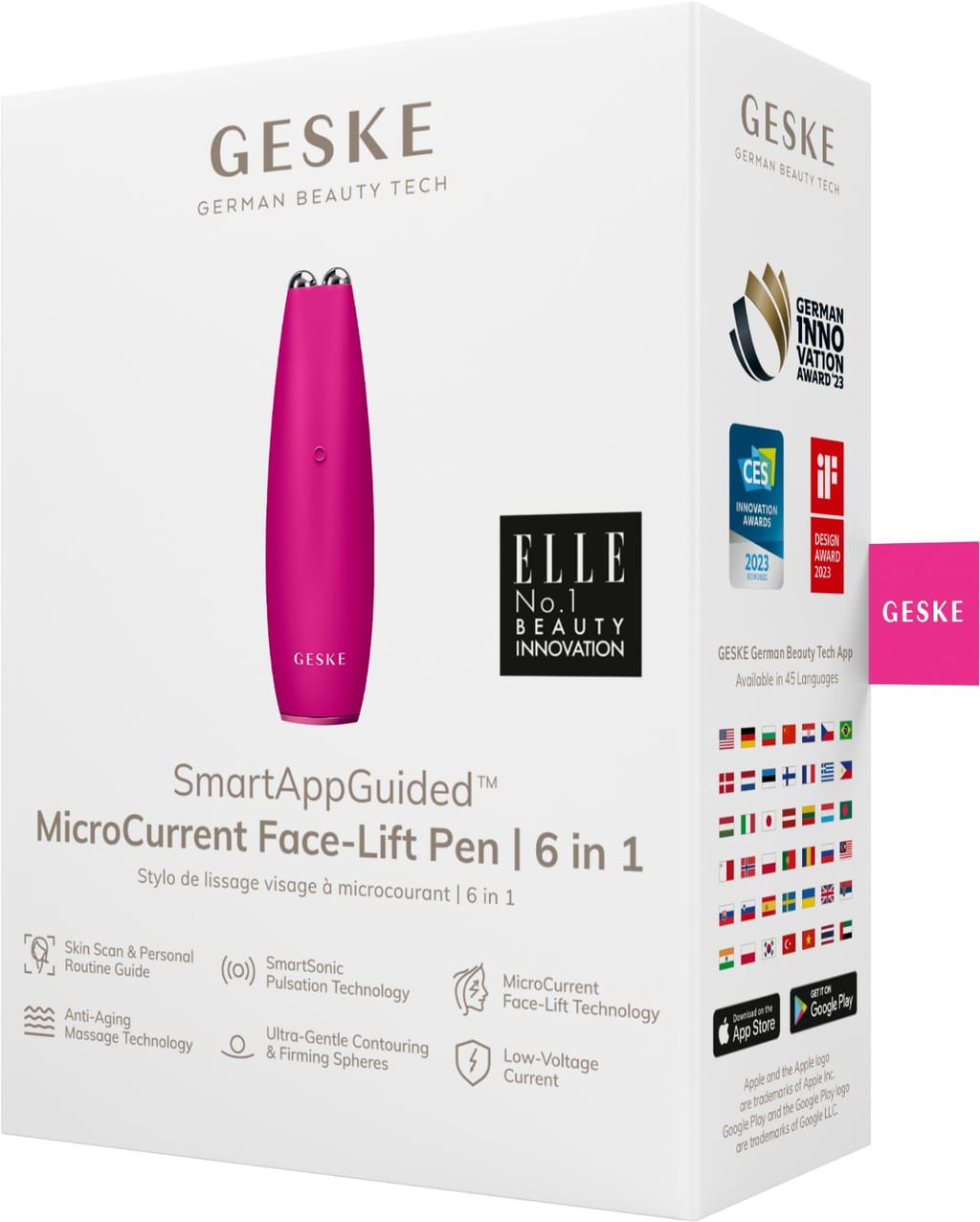 Фото товару: Мікрострумова ручка для підтяжки обличчя GESKE MicroCurrent Face-Lift Pen 6в1 magenta № 7