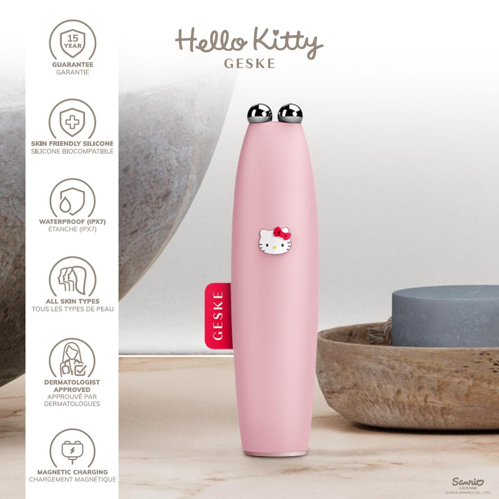Фото товару: Мікрострумова ручка для підтяжки обличчя GESKE MicroCurrent Face-Lift Pen 6в1 by Hello Kitty pink № 2