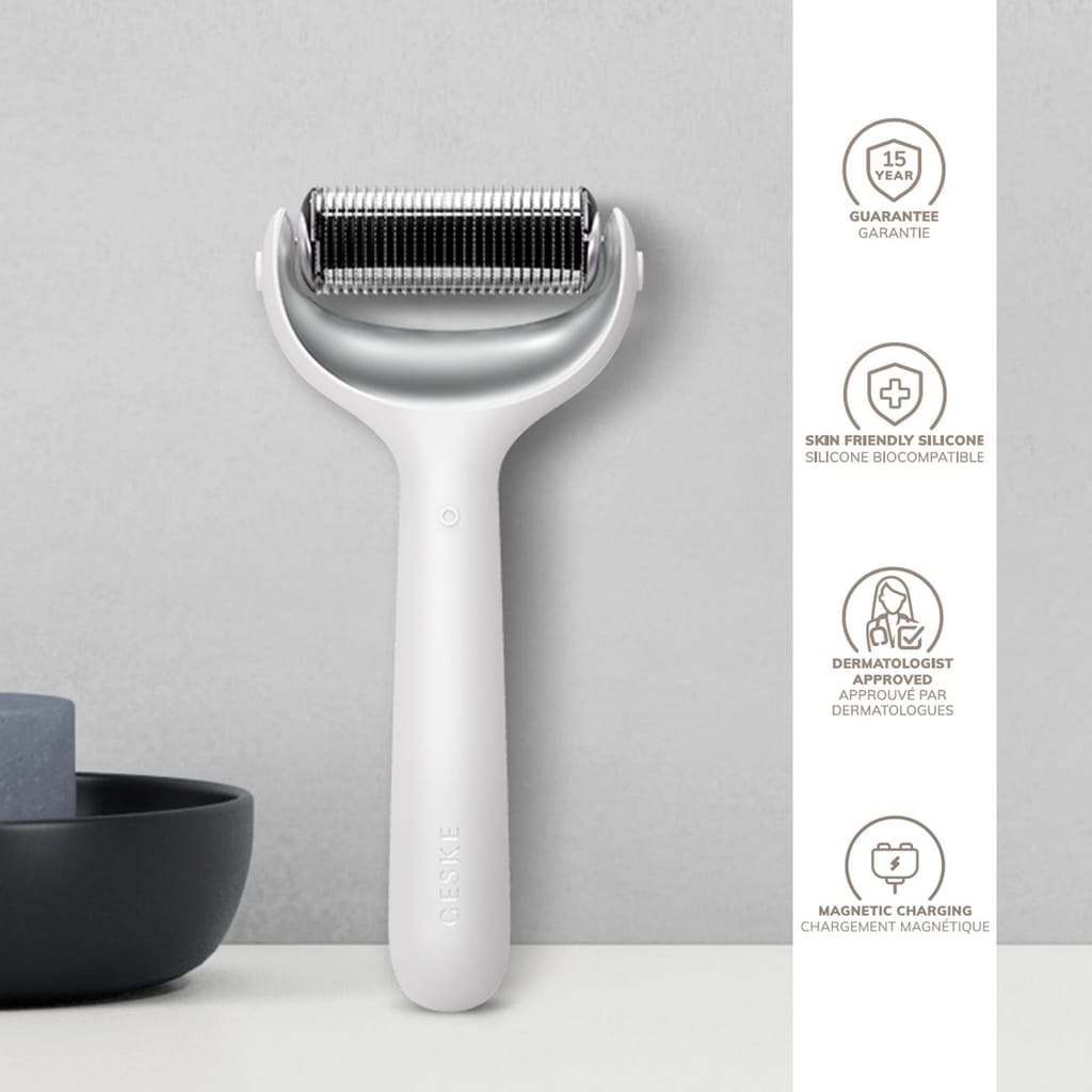 Фото товару: Електронний ролер для обличчя та тіла з мікроголками GESKE MicroNeedle Face&Body Roller 8в1 white № 2