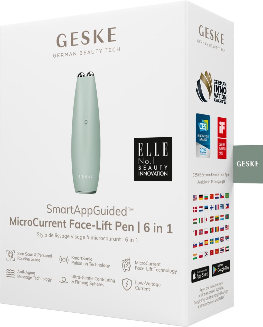 Фото товару: Мікрострумова ручка для підтяжки обличчя GESKE MicroCurrent Face-Lift Pen 6в1 green № 7