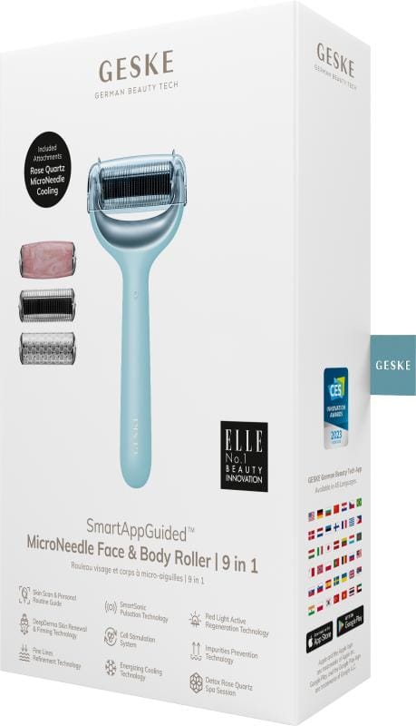 Фото товару: Ролер для голкової мезотерапії обличчя та тіла GESKE MicroNeedle Face&Body Roller 9в1 turquoise № 7