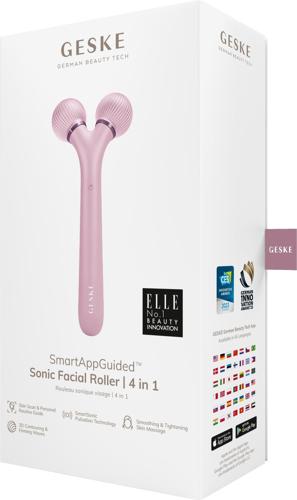 Фото товару: Електронний ультразвуковий ролик для обличчя GESKE Sonic Facial Roller 4в1 pink № 7