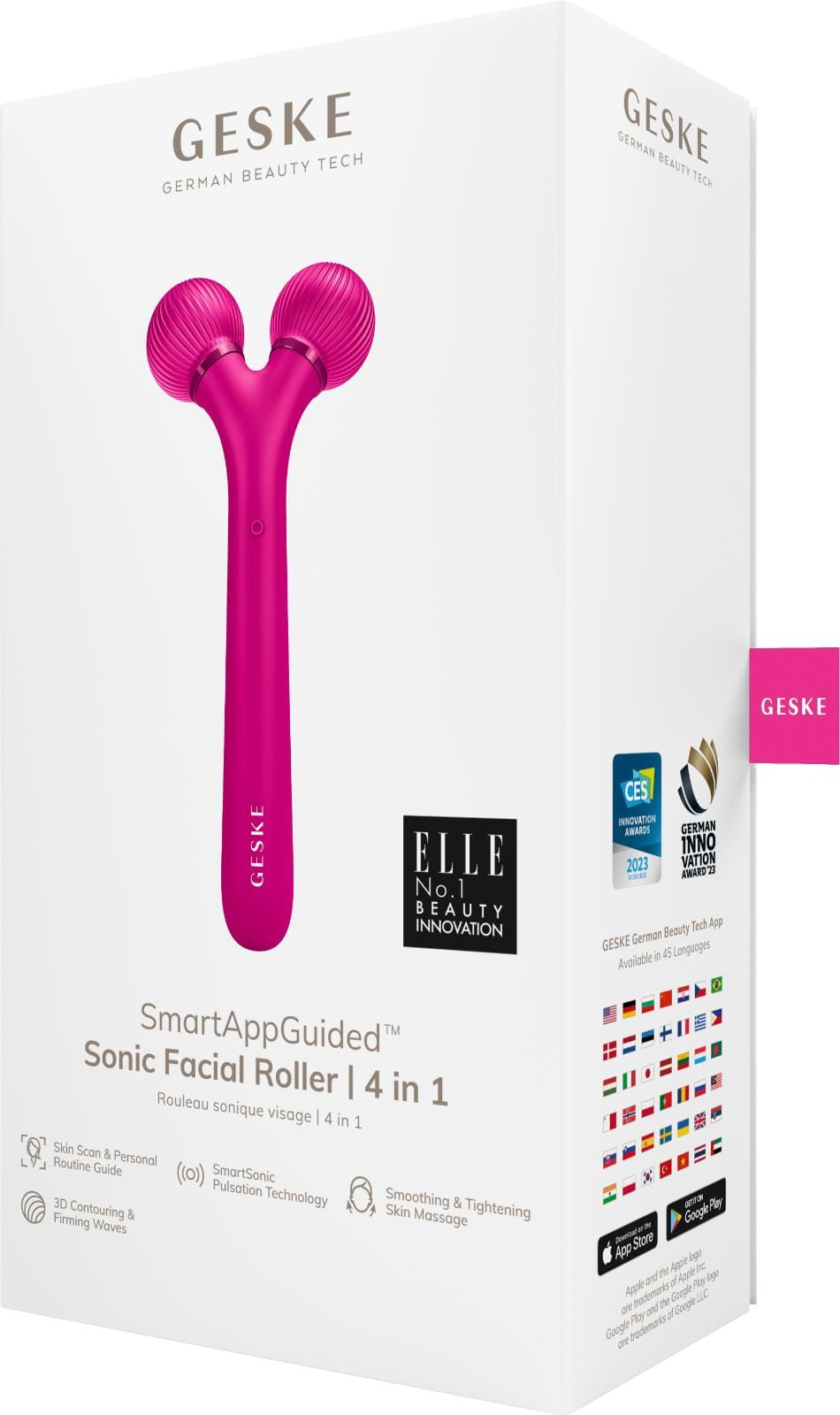 Фото товару: Електронний ультразвуковий ролик для обличчя GESKE Sonic Facial Roller 4в1 magenta № 7