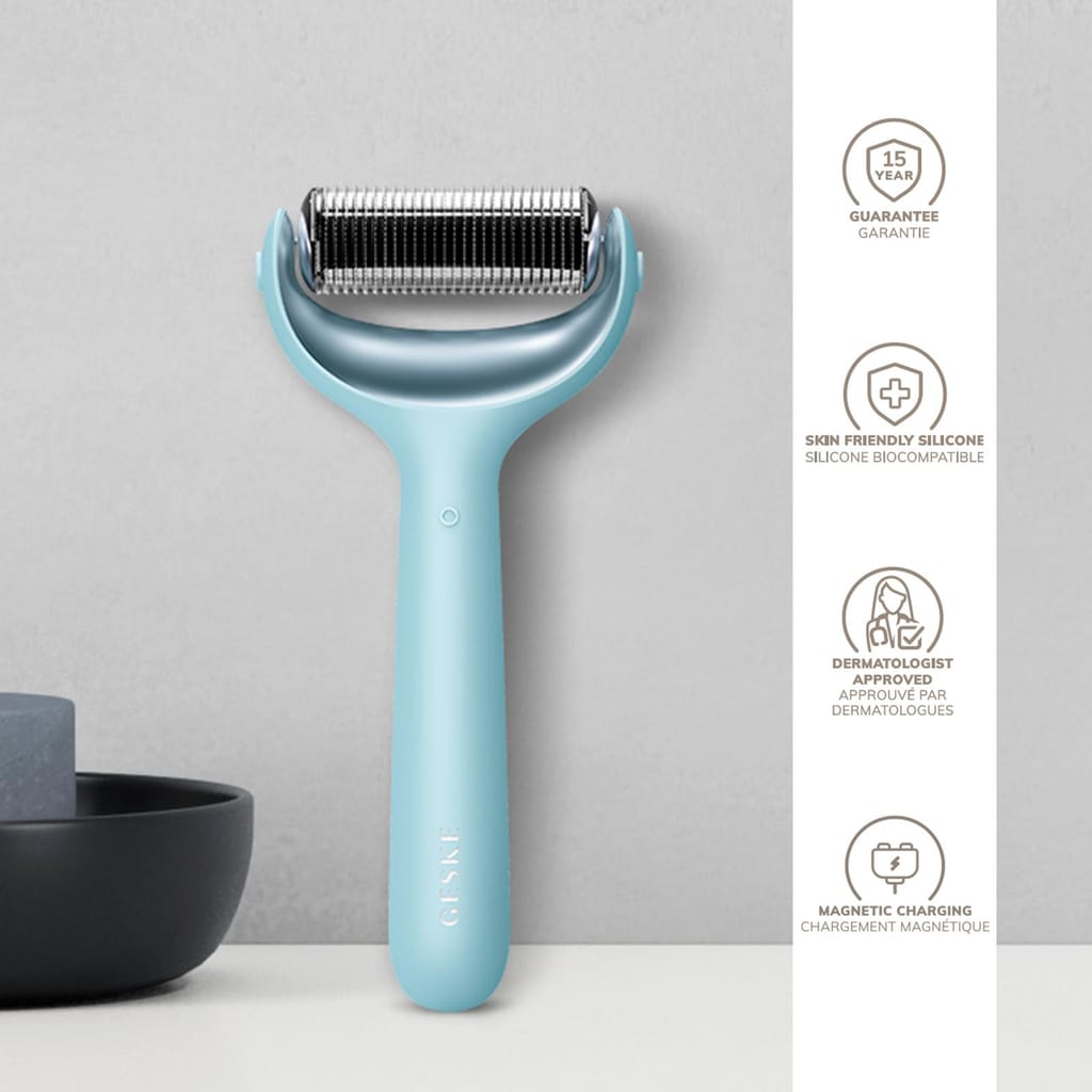 Фото товару: Електронний ролер для обличчя та тіла з мікроголками GESKE MicroNeedle Face&Body Roller 8в1 turquoise № 2