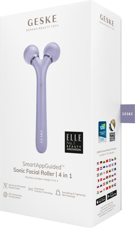 Фото товару: Електронний ультразвуковий ролик для обличчя GESKE Sonic Facial Roller 4в1 purple № 7