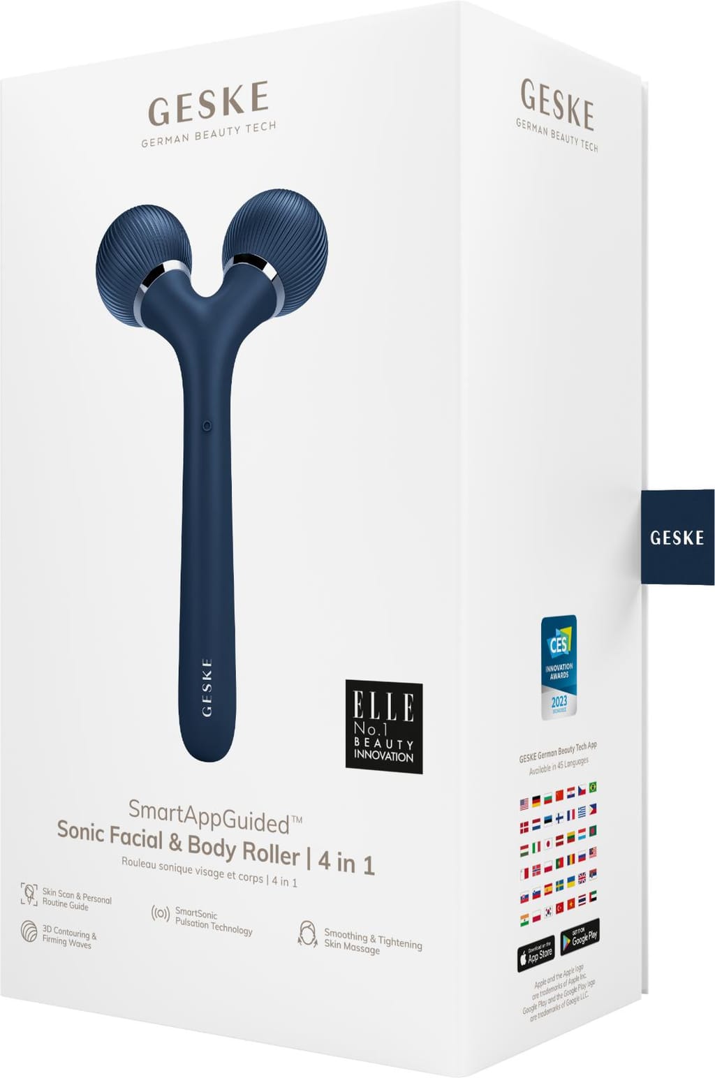 Фото товару: Електронний ультразвуковий ролик для обличчя та тіла GESKE Sonic Facial&Body Roller 4в1 midnight № 7