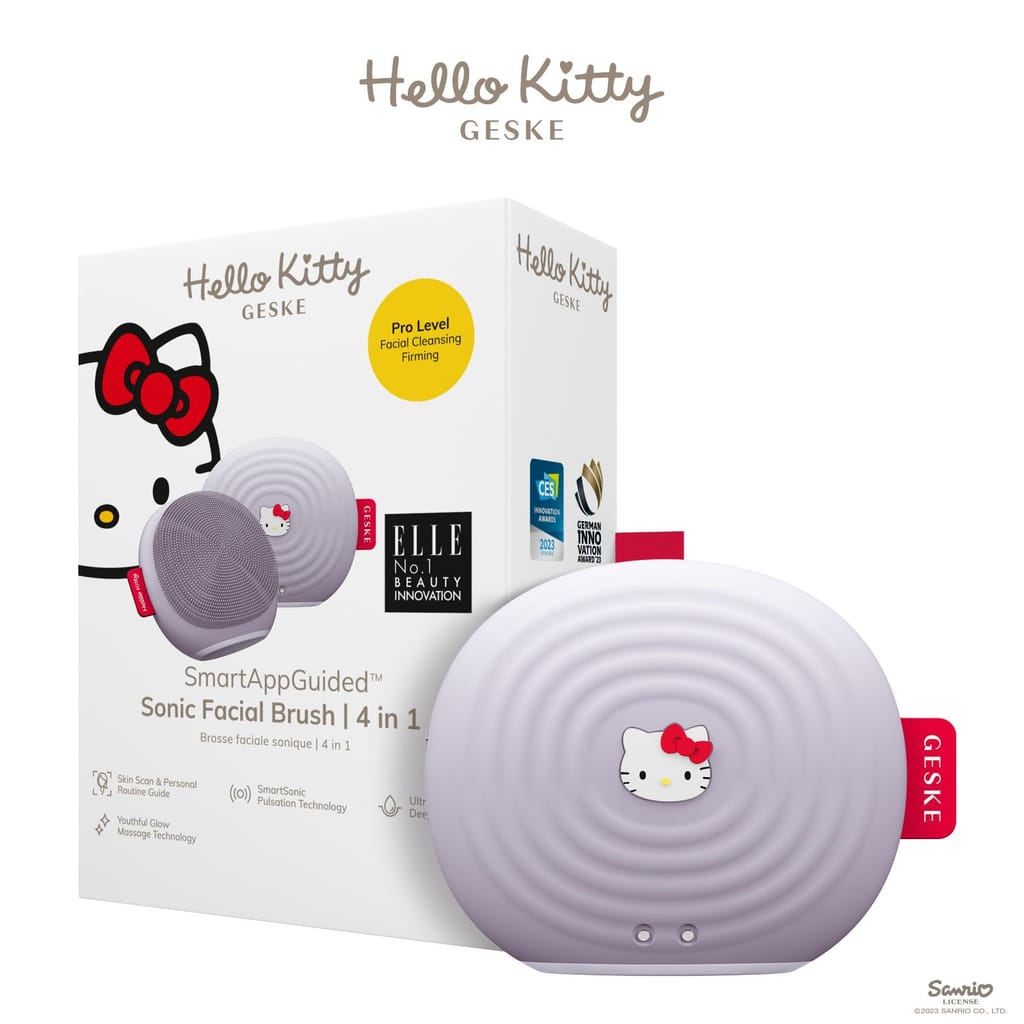 Фото товару: Електронна ультразвукова щітка для обличчя GESKE Sonic Facial Brush 4в1 by Hello Kitty purple № 0