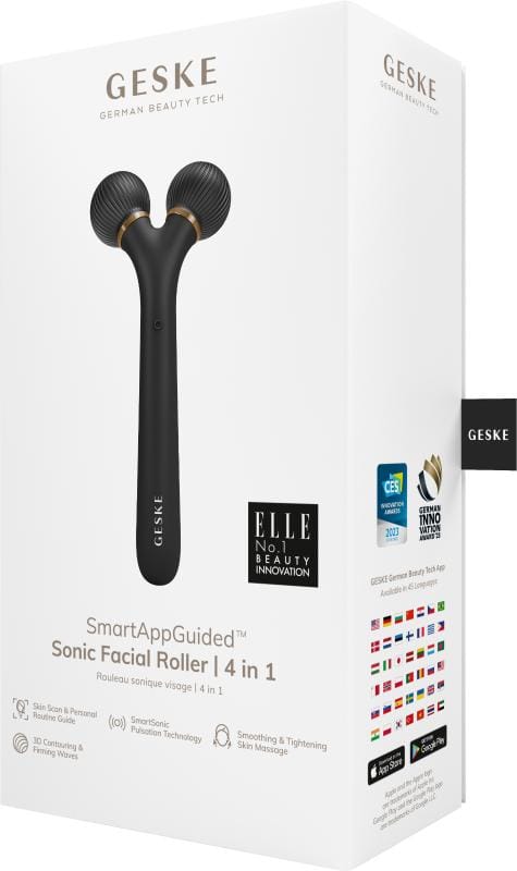 Фото товару: Електронний ультразвуковий ролик для обличчя GESKE Sonic Facial Roller 4в1 gray № 7
