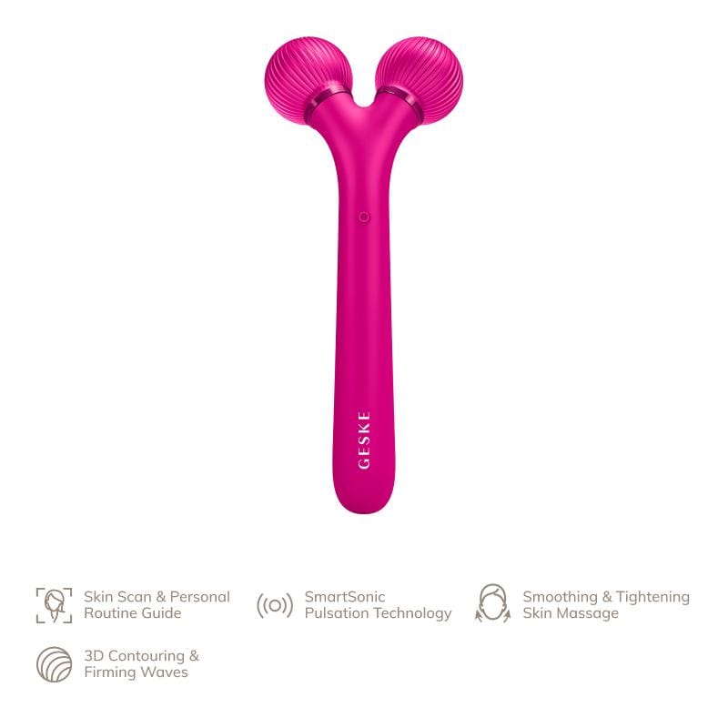 Фото товару: Електронний ультразвуковий ролик для обличчя GESKE Sonic Facial Roller 4в1 magenta № 1