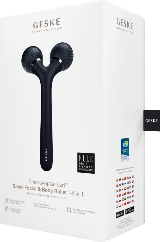 Фото товару: Електронний ультразвуковий ролик для обличчя та тіла GESKE Sonic Facial&Body Roller 4в1 black № 7