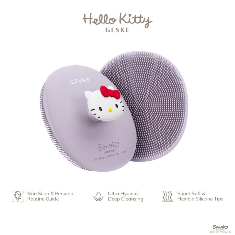 Фото товару: Щітка для обличчя GESKE Facial Brush 3в1 by Hello Kitty з тримачем purple № 1