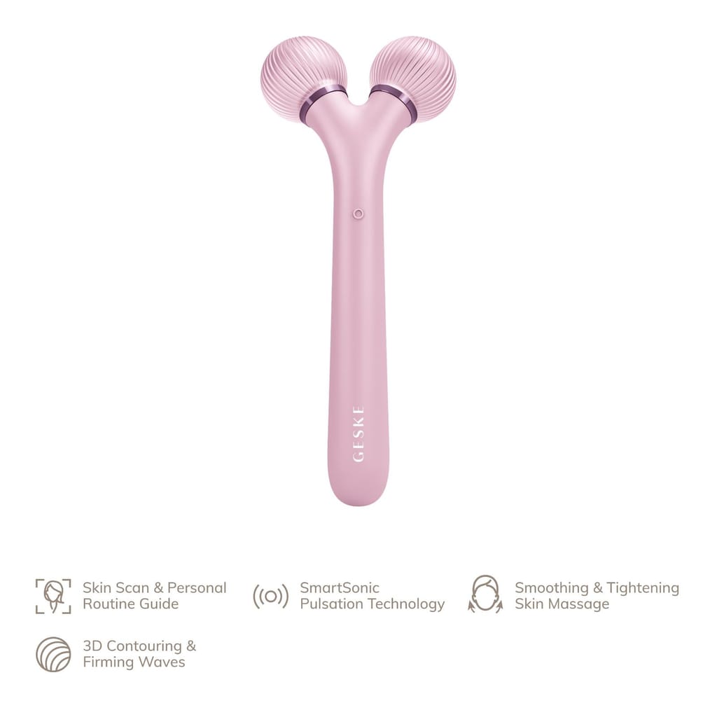 Фото товару: Електронний ультразвуковий ролик для обличчя GESKE Sonic Facial Roller 4в1 pink № 1