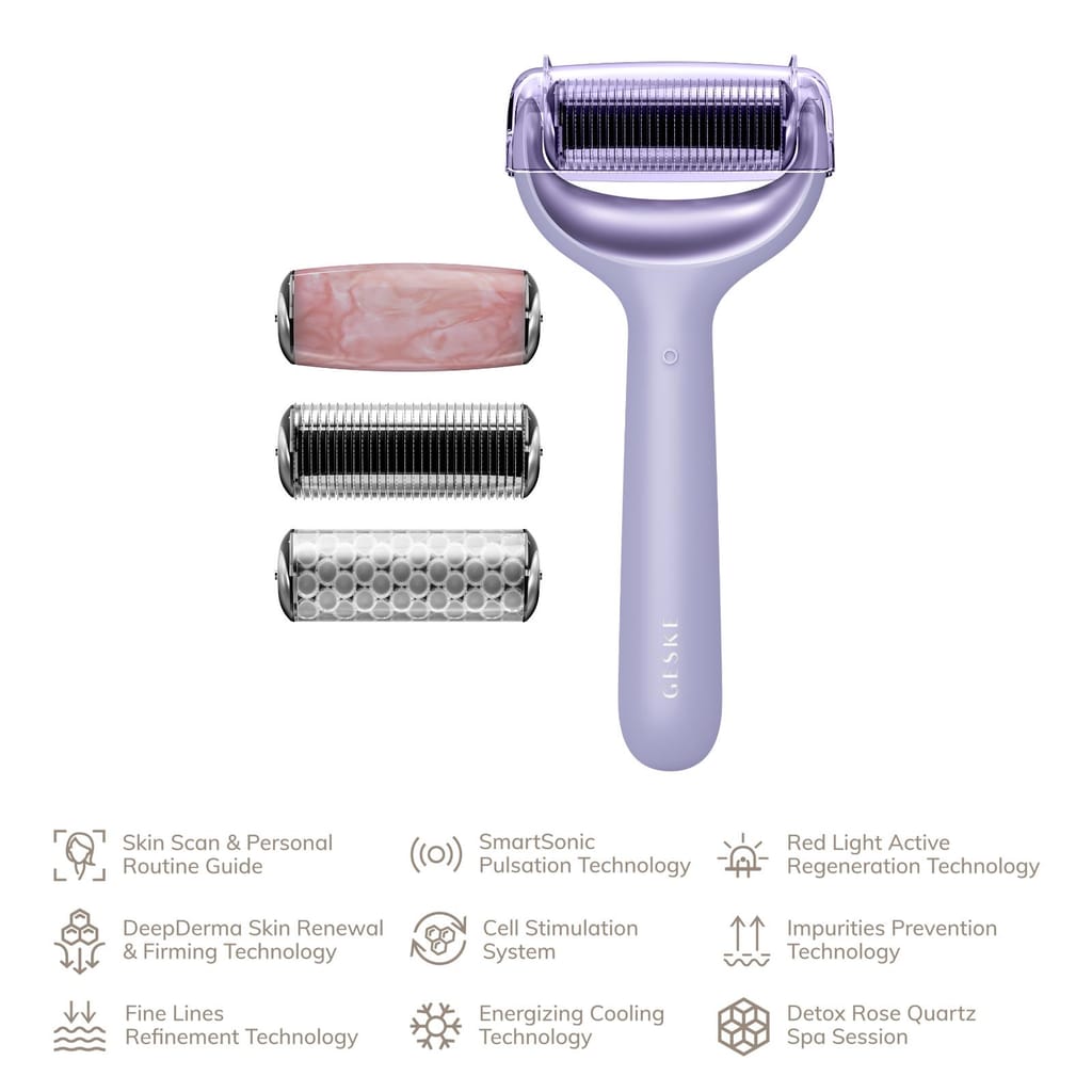 Фото товару: Ролер для голкової мезотерапії обличчя та тіла GESKE MicroNeedle Face&Body Roller 9в1 purple № 1