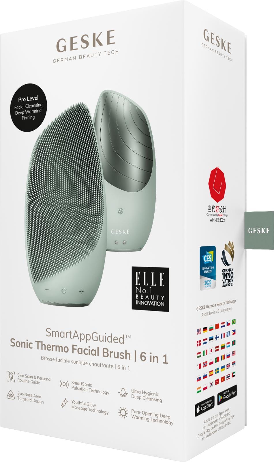 Фото товару: Електронна звукова термо щітка для обличчя GESKE Sonic Thermo Facial Brush 6в1 green № 7