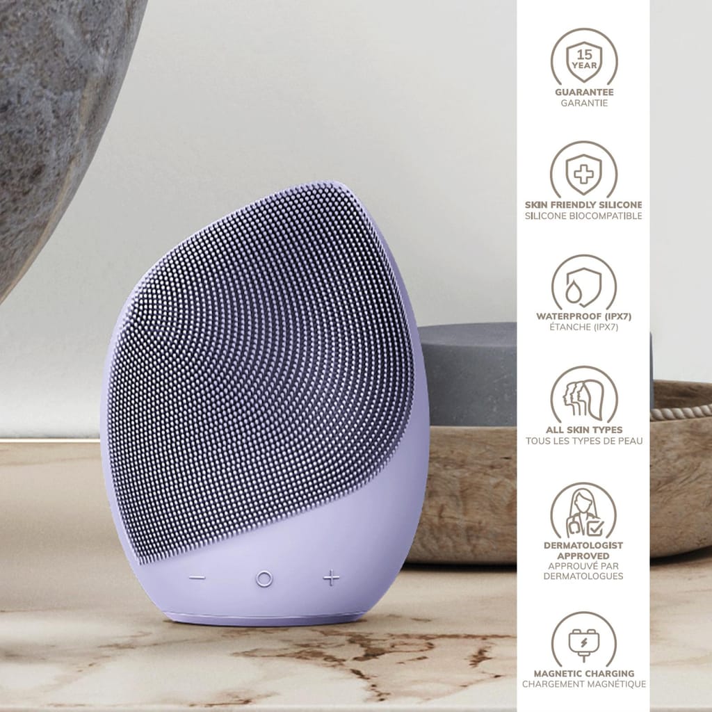 Фото товару: Електронна ультразвукова щітка для обличчя GESKE Sonic Facial Brush 5в1 purple № 2