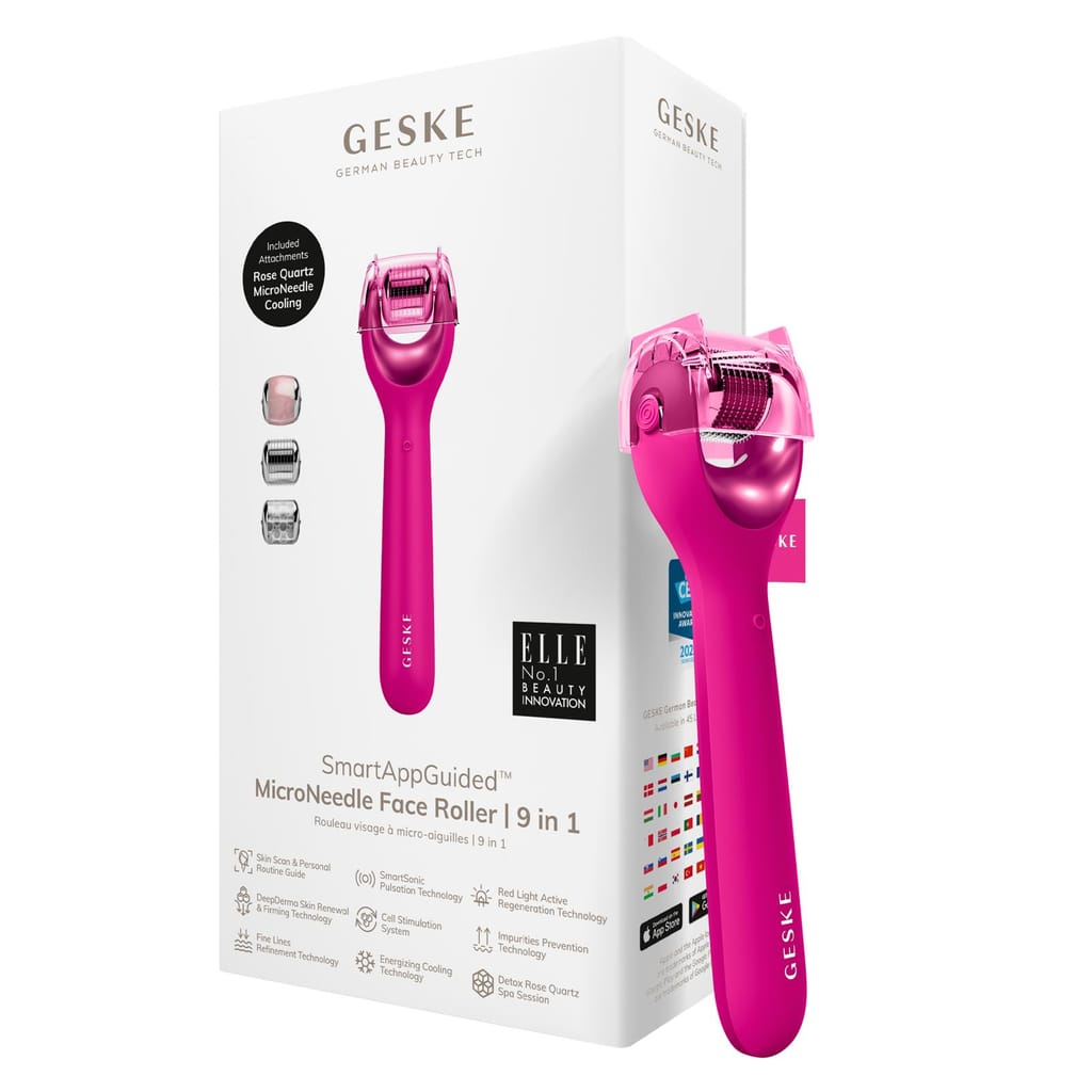 Фото товару: Електронний ролер для обличчя з мікроголками GESKE MicroNeedle Face Roller 9в1 magenta № 0