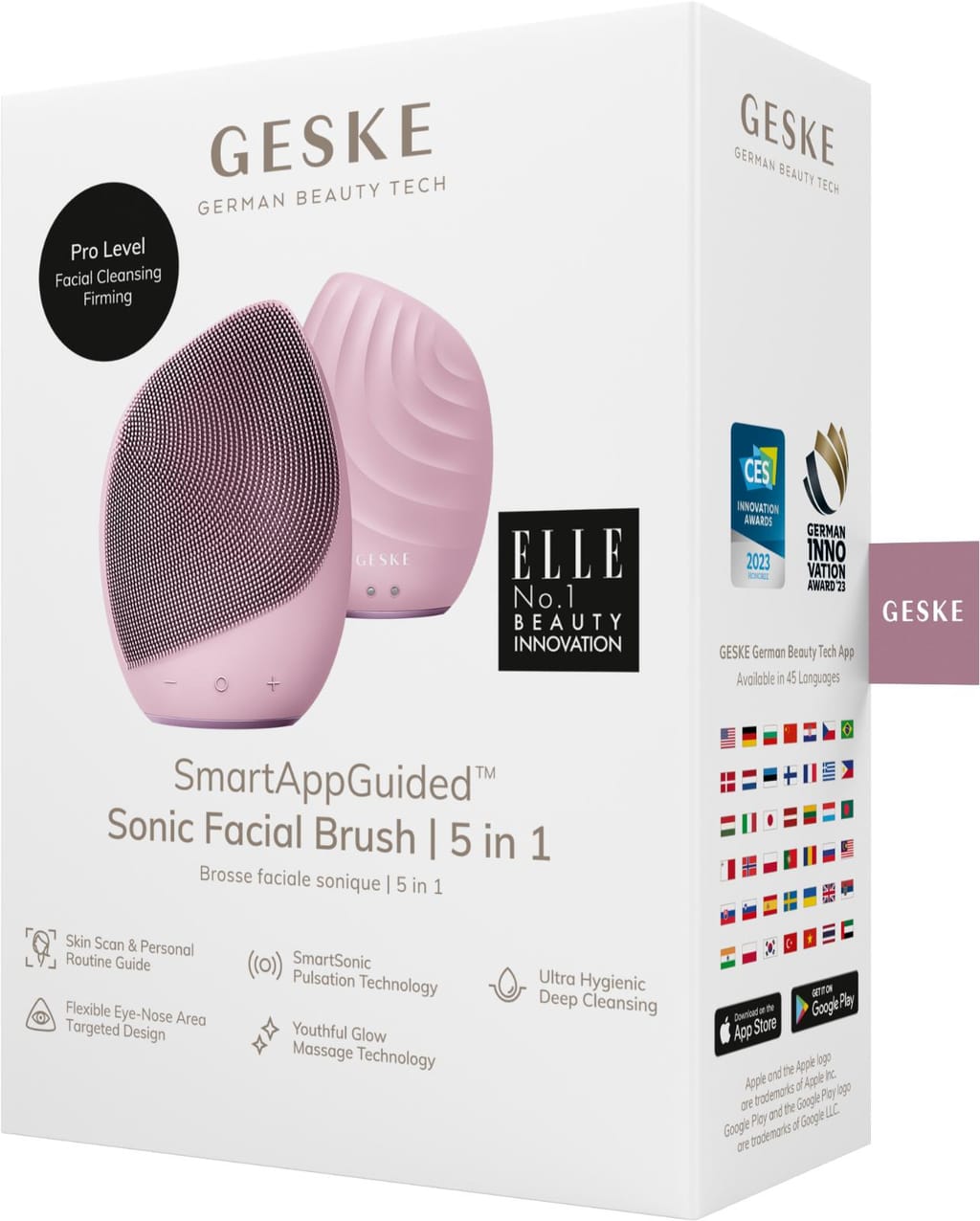 Фото товару: Електронна ультразвукова щітка для обличчя GESKE Sonic Facial Brush 5в1 pink № 7