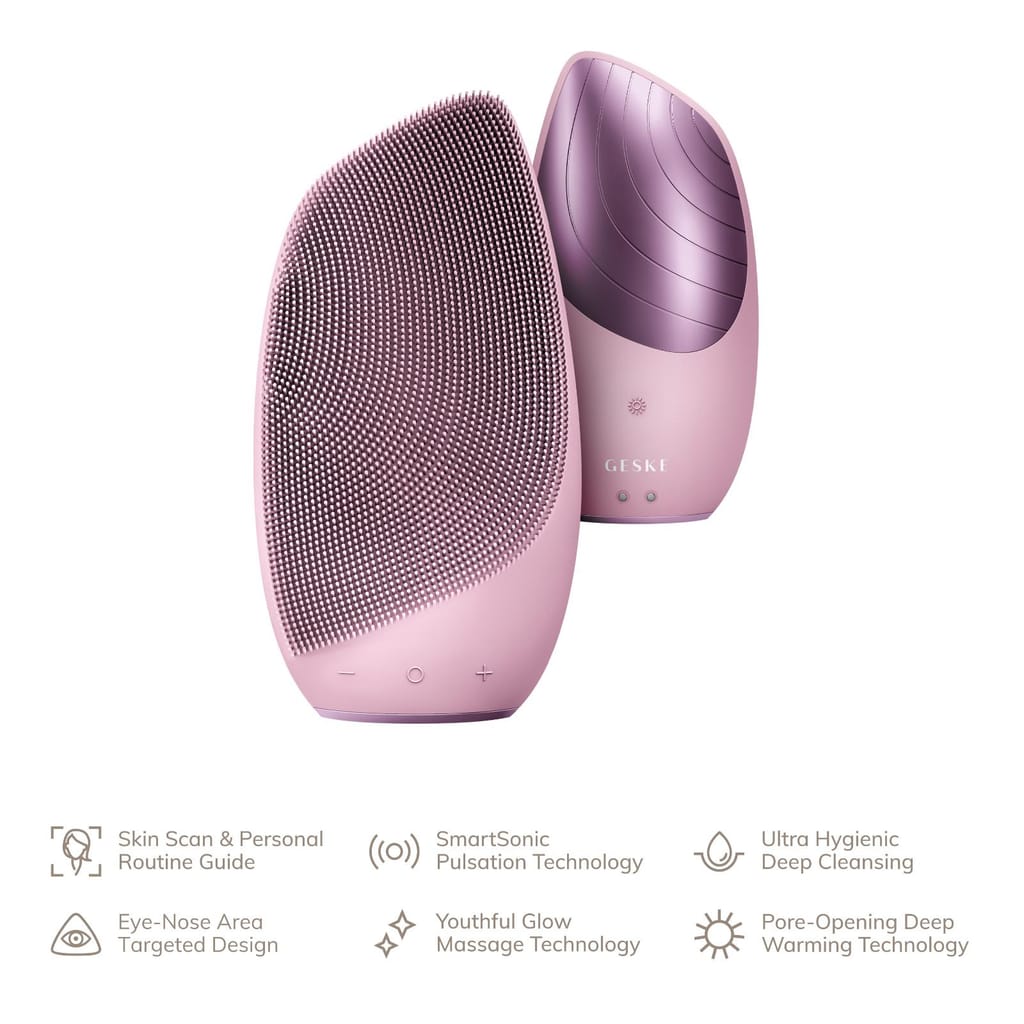 Фото товару: Електронна звукова термо щітка для обличчя GESKE Sonic Thermo Facial Brush 6в1 pink № 1