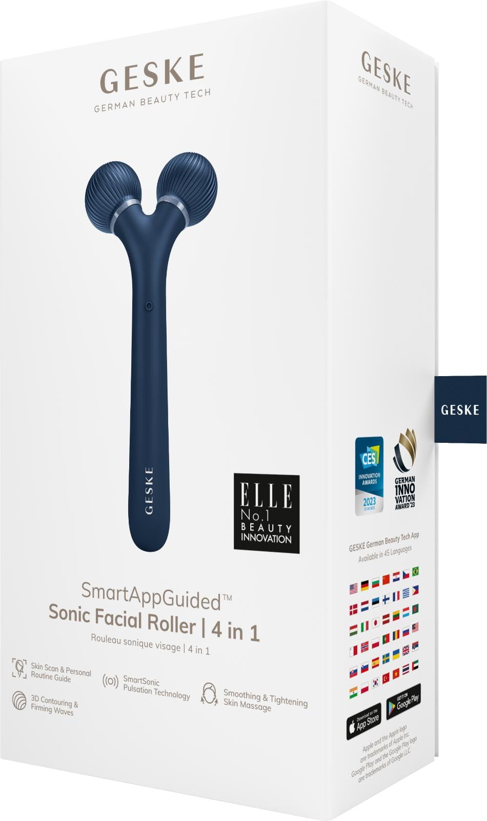 Фото товару: Електронний ультразвуковий ролик для обличчя GESKE Sonic Facial Roller 4в1 midnight № 7