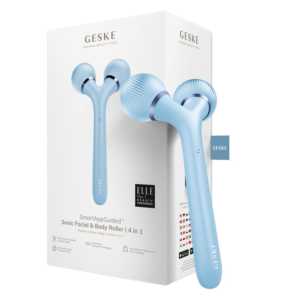 Фото товару: Електронний ультразвуковий ролик для обличчя та тіла GESKE Sonic Facial&Body Roller 4в1 aquamarine № 0