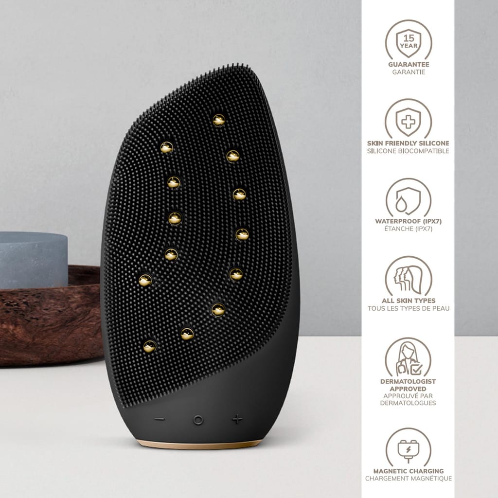 Фото товару: Очищувальна щітка для обличчя GESKE Sonic Thermo Facial Brush&Face-Lifter 8в1 gray № 2