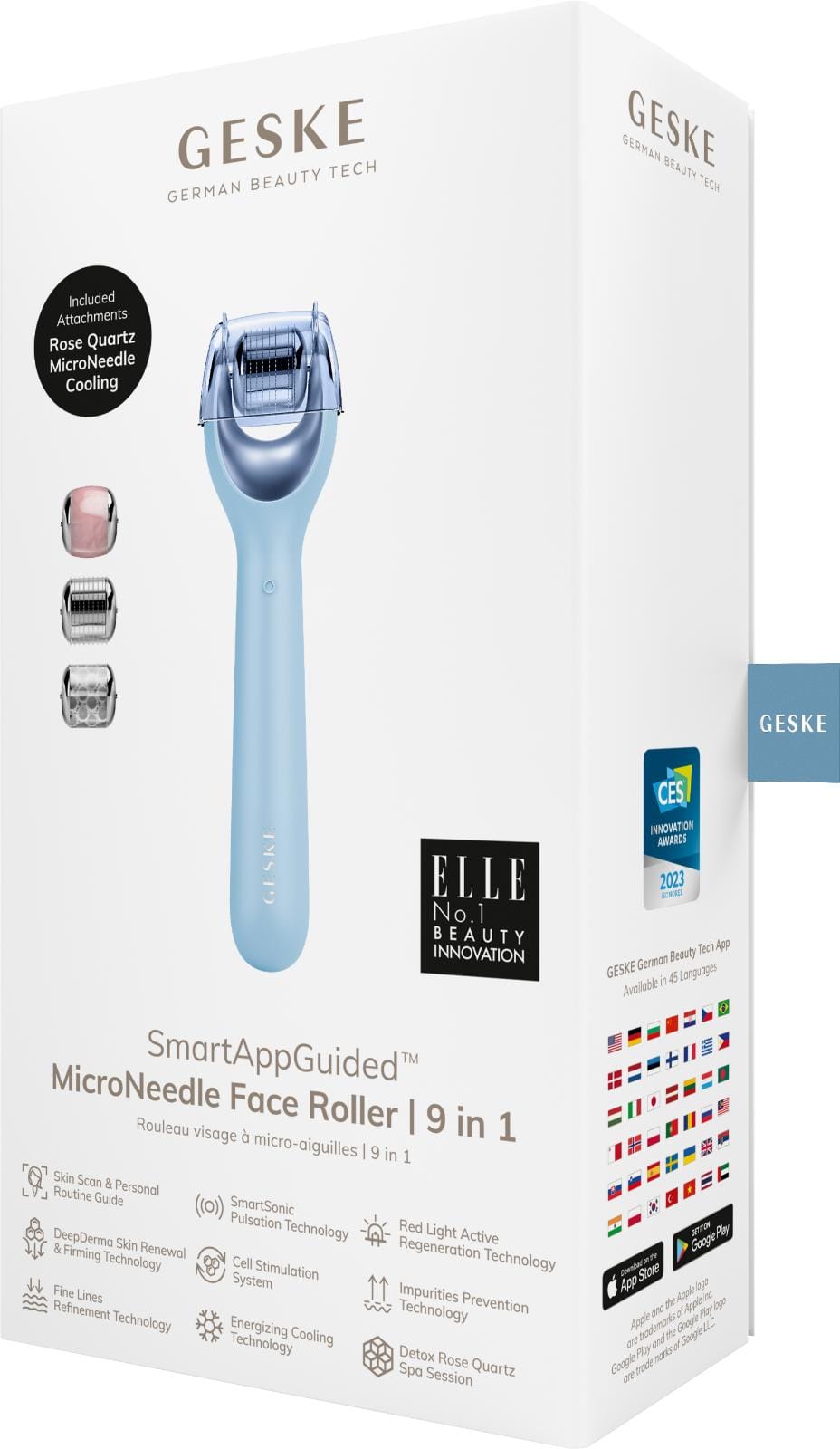 Фото товару: Електронний ролер для обличчя з мікроголками GESKE MicroNeedle Face Roller 9в1 aquamarine № 7