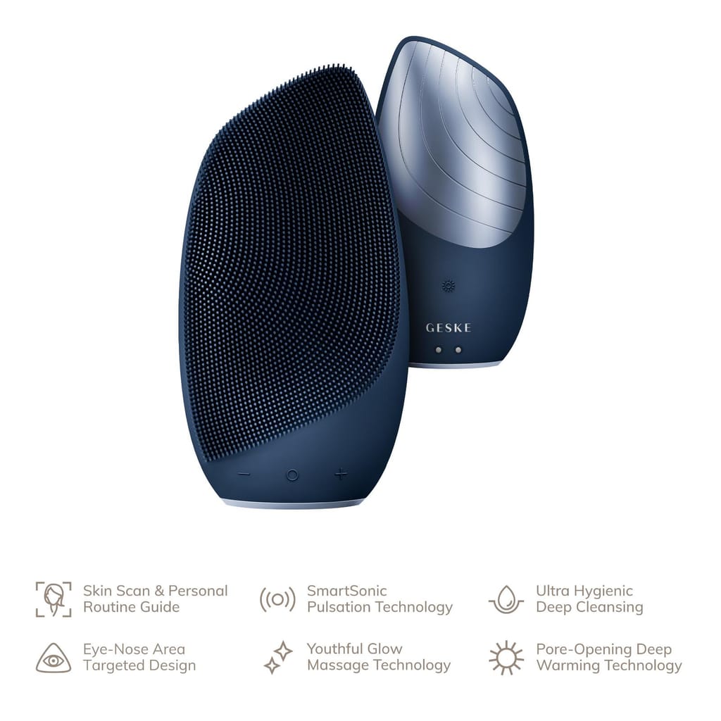 Фото товару: Електронна звукова термо щітка для обличчя GESKE Sonic Thermo Facial Brush 6в1 midnight № 1