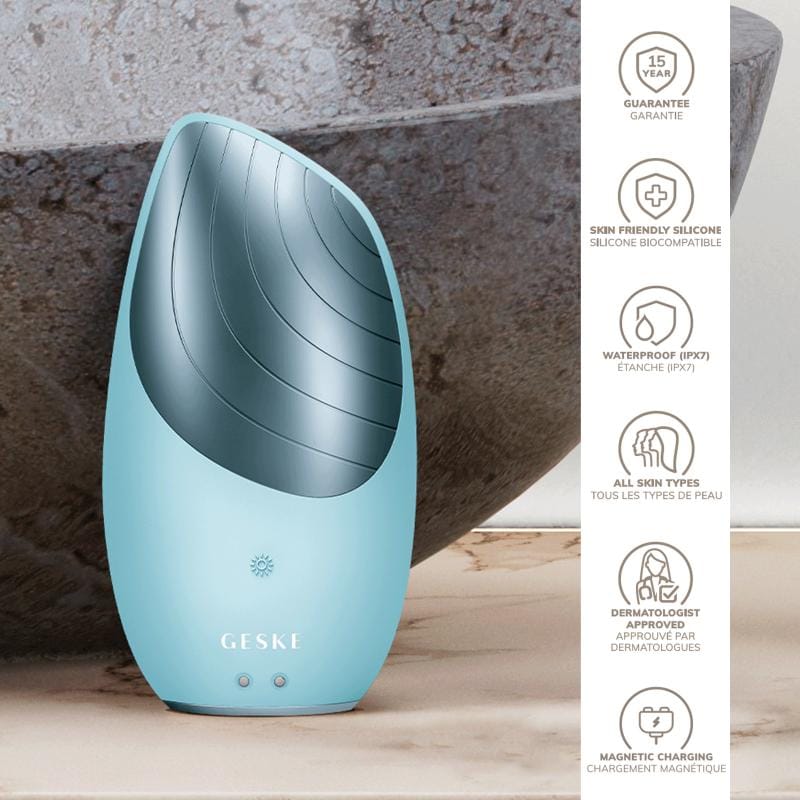 Фото товару: Електронна звукова термо щітка для обличчя GESKE Sonic Thermo Facial Brush 6в1 turquoise № 2