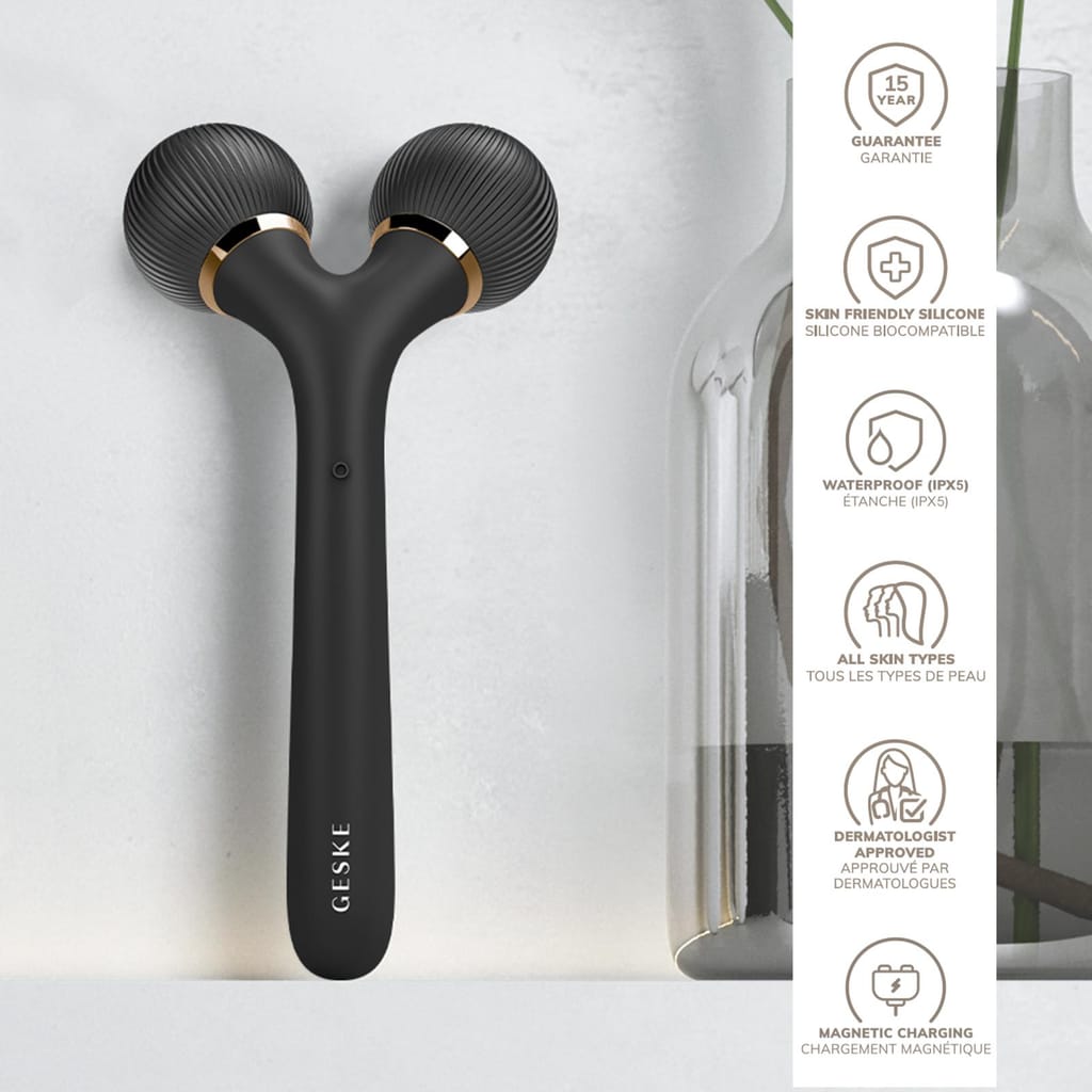 Фото товару: Електронний ультразвуковий ролик для обличчя та тіла GESKE Sonic Facial&Body Roller 4в1 gray № 2