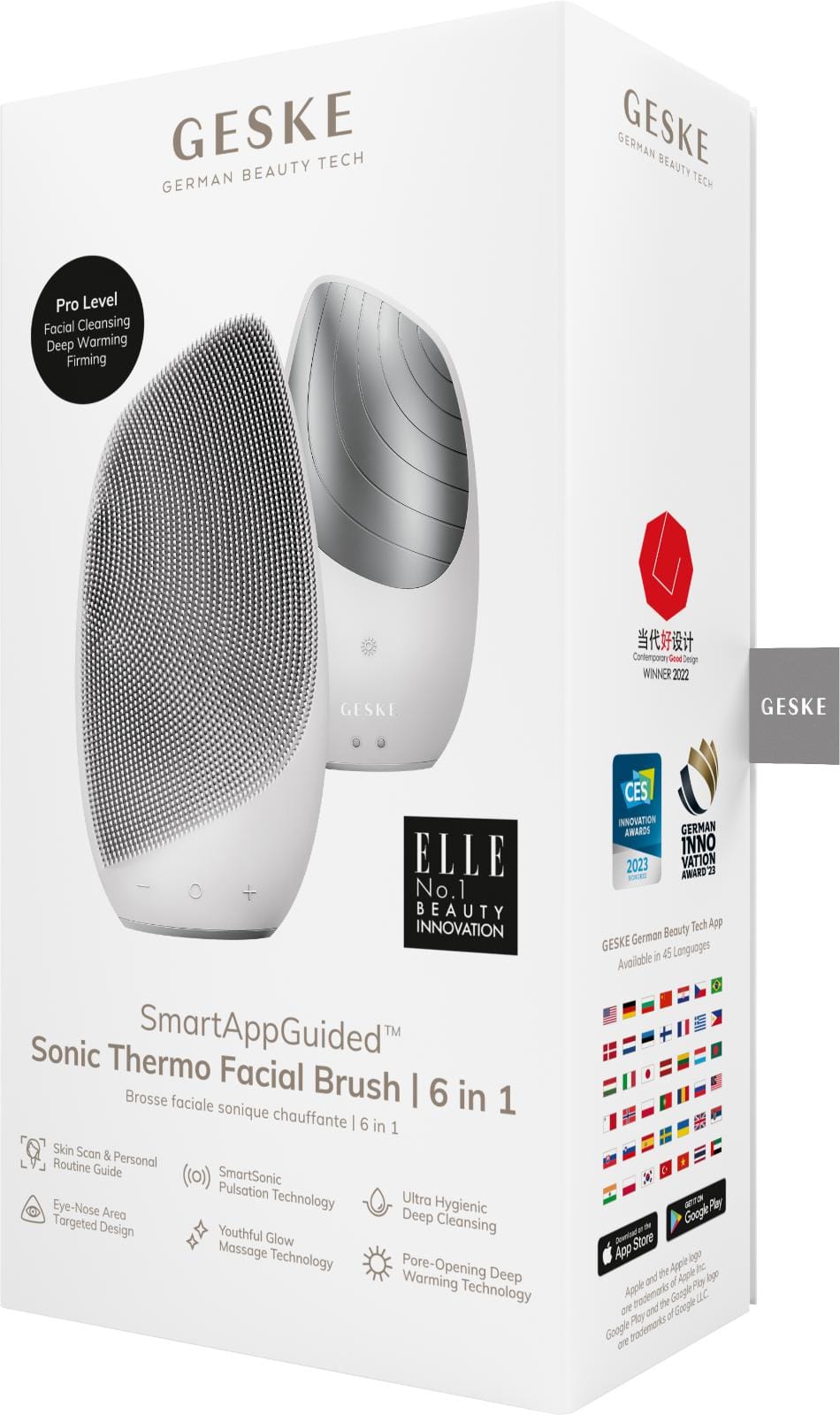 Фото товару: Електронна звукова термо щітка для обличчя GESKE Sonic Thermo Facial Brush 6в1 white № 7