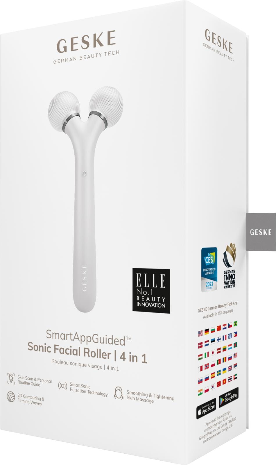 Фото товару: Електронний ультразвуковий ролик для обличчя GESKE Sonic Facial Roller 4в1 white № 7